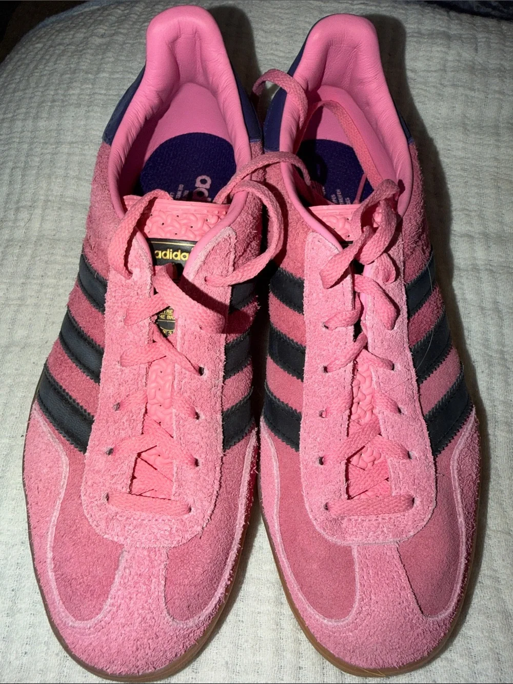 adidas Gazelle Women's Pink Suede Sneakers with Black Stripes